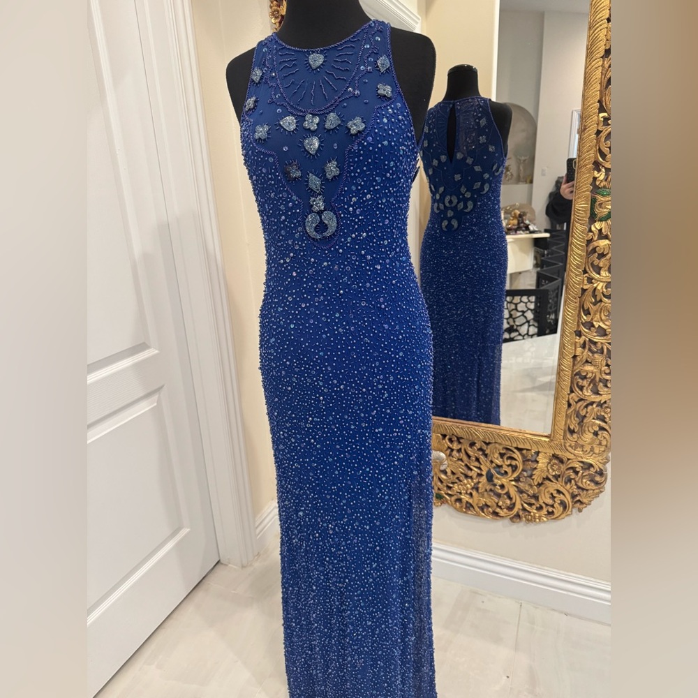 Elegant Blue hand beaded Attitudes‎ by Debra Gown
